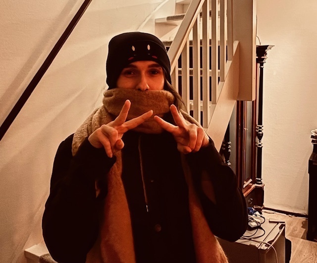 Evelyn showing off her new scarf